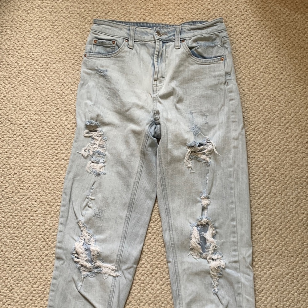 Light Wash Distressed Mom Jeans